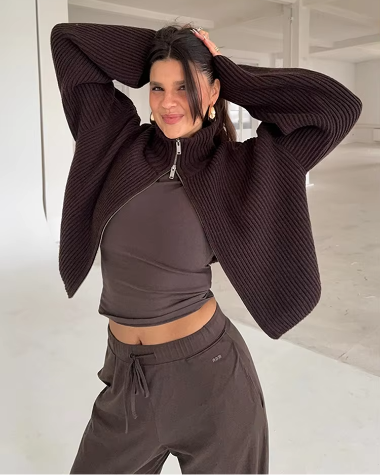 Maglione donna caldo in fibra sintetica e cotone, taglia S-L