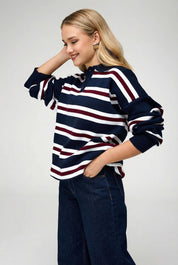 Maglione polo donna blu navy vista frontale