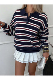 Maglione tricot a righe donna vestibilità comoda