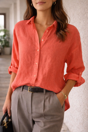 Camicia donna Mira design classico, disponibile in più colori primavera-estate