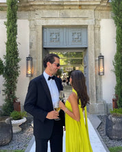 Maxi dress donna giallo lime plissettato perfetto per cerimonie estive