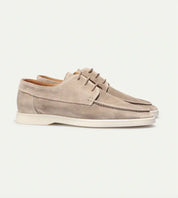 Dettaglio texture pelle scamosciata mocassini uomo Giancarlo