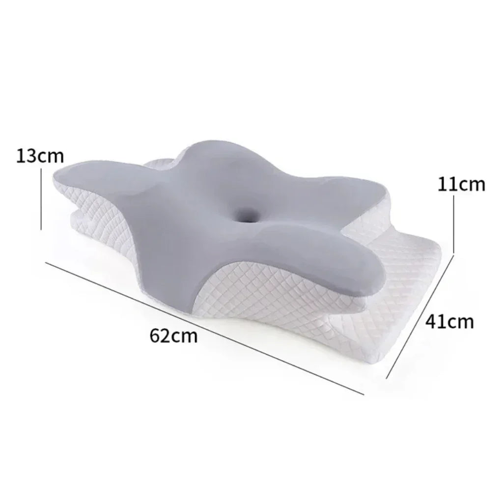 Vista laterale del cuscino Nimbus che mostra il profilo ergonomico e le due altezze regolabili