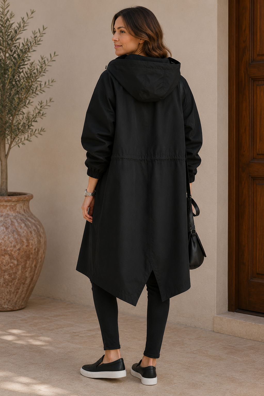 Nubia giacca impermeabile donna colore blu marino vista laterale