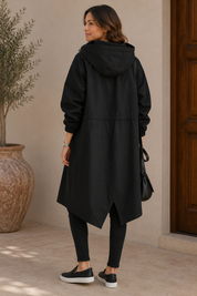 Nubia giacca impermeabile donna colore blu marino vista laterale