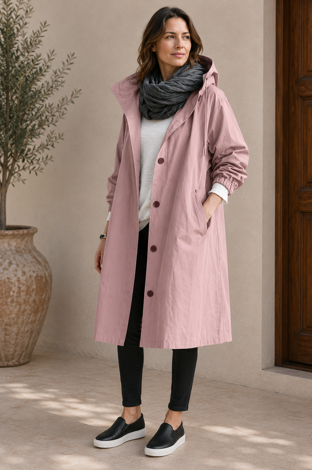 Nubia giacca impermeabile donna oversize con cappuccio ideale per viaggi