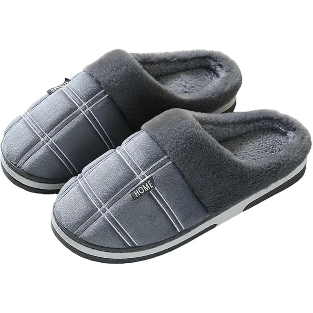 Pantofole unisex in cotone peluche grigio per uso domestico