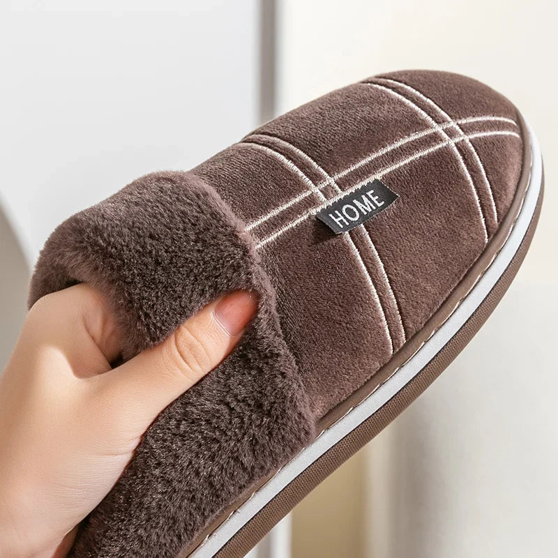 Pantofole Relax in cotone peluche marrone con suola TPR