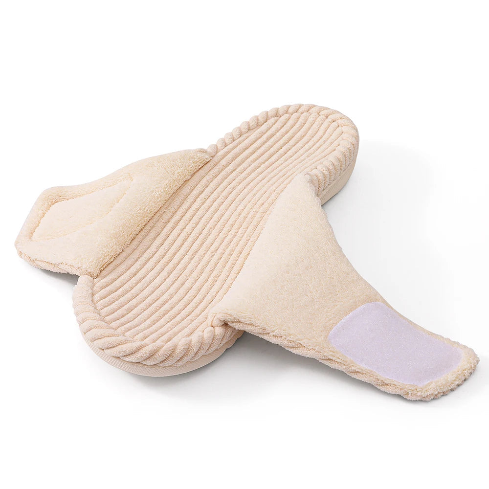 Ciabatte peluche donna open-toe in cotone traspirante, vista laterale