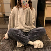 Set pigiama donna in pile Selvia, felpa e pantalone abbinati
