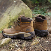 Scarpe da hiking uomo Roxton pelle sintetica marrone cuciture rinforzate