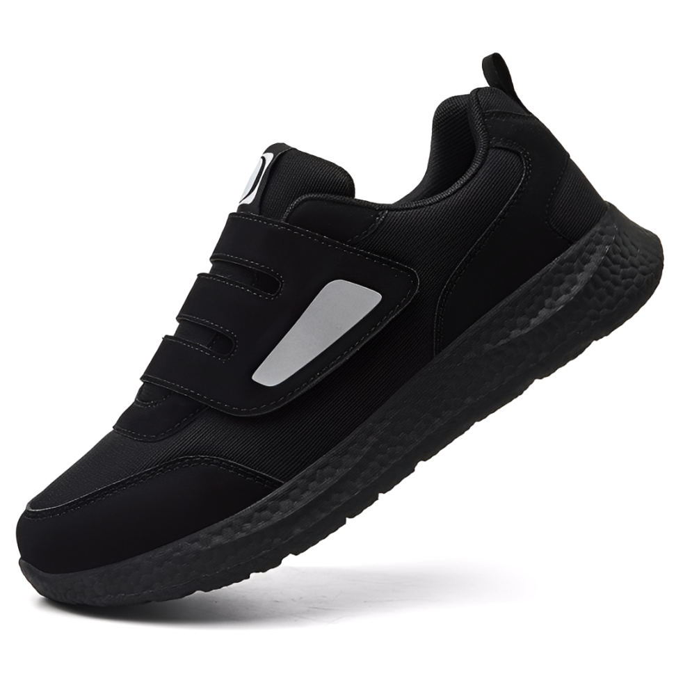 Scarpe ortopediche da uomo Marco in nero con tomaia in mesh e scamosciato