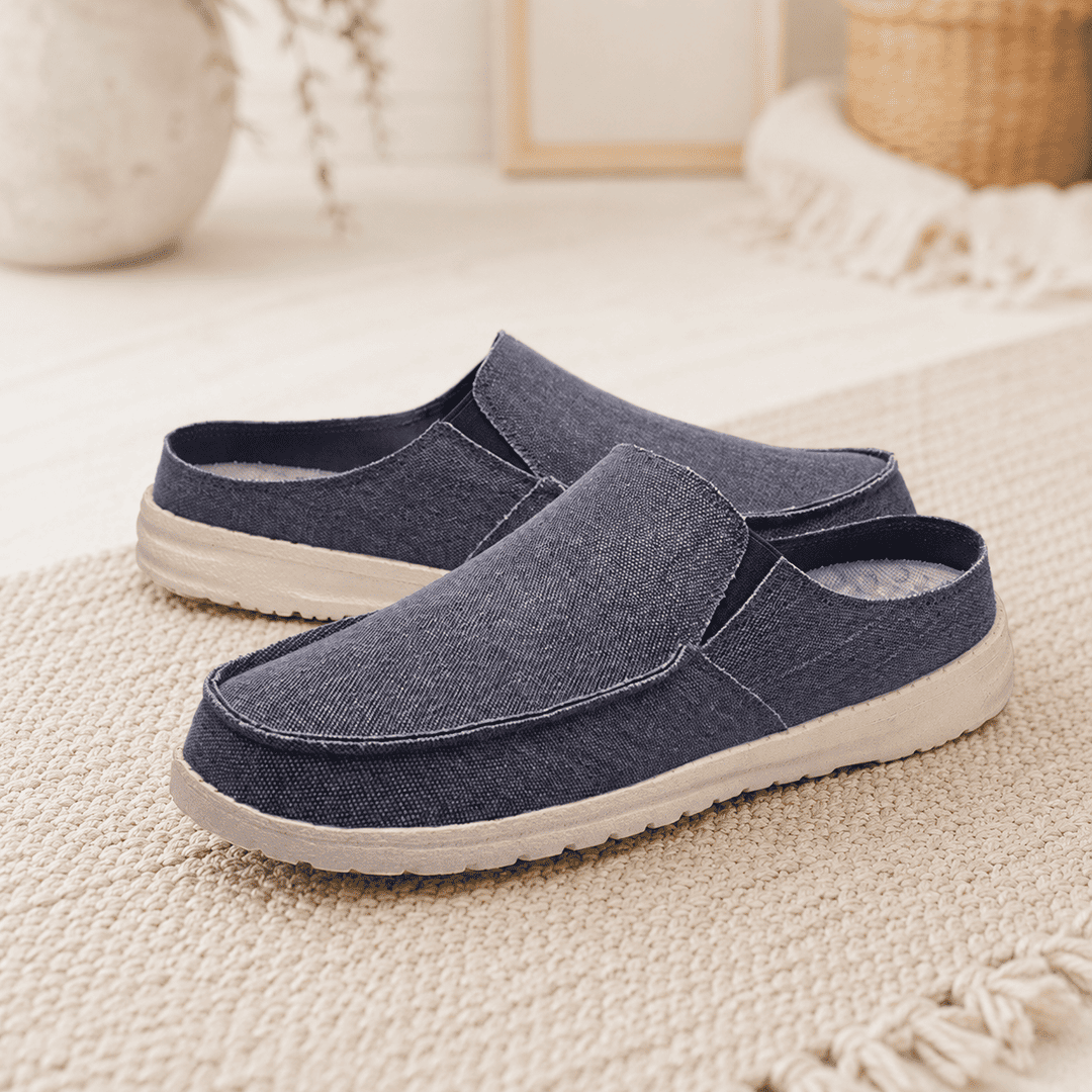 Brizio scarpe slip-on da uomo in blu con tomaia in maglia sportiva traspirante