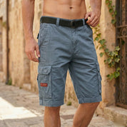 Renato shorts cargo nero uomo tessuto leggero estivo cuciture rinforzate