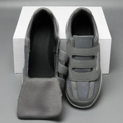 Sneaker ortopedica aperta piatta per calzata a passo, colore grigio