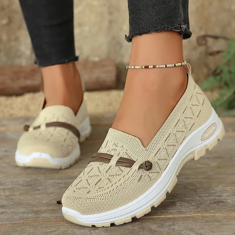 Stella scarpe slip-on da donna antiscivolo in maglia elastica, vista frontale