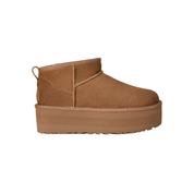 Stivaletti donna in sheepskin double-face con suola platform color castagna