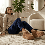 Suola platform in EVA stivaletti donna sheepskin colore nero