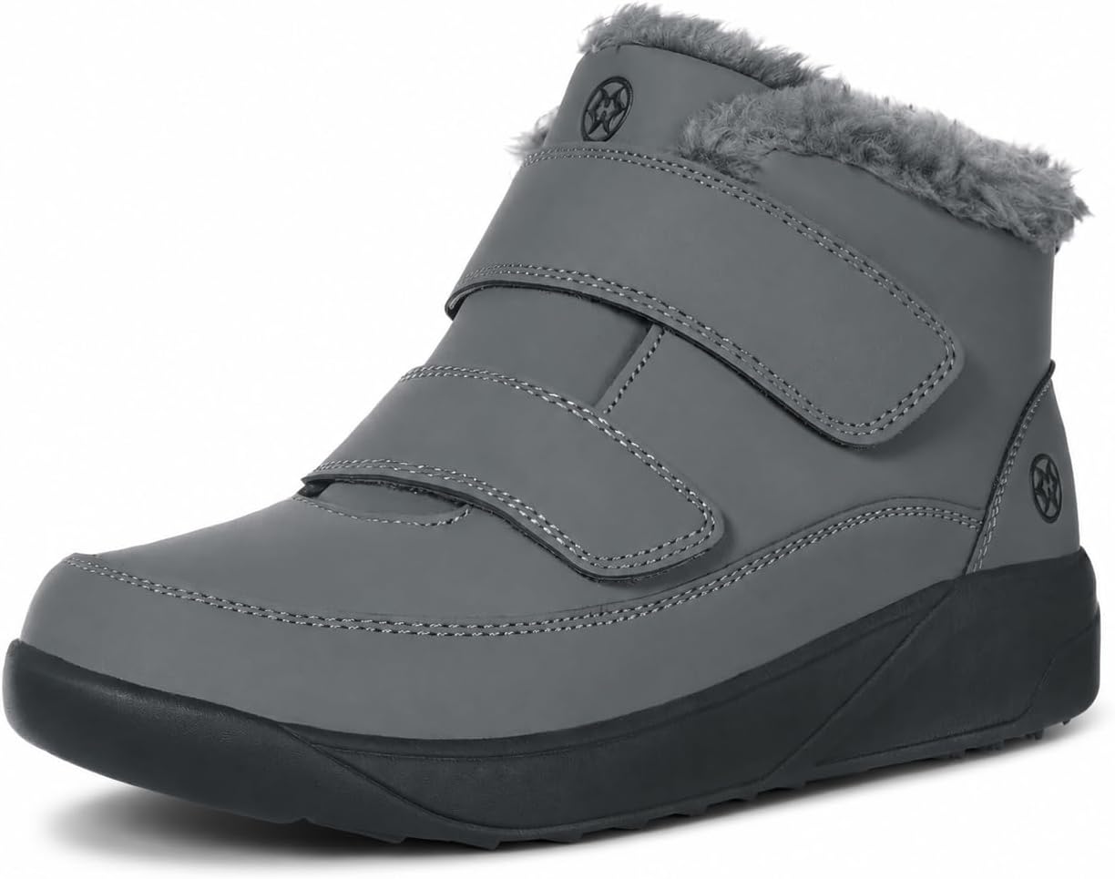Stivaletti invernali da uomo Borven con chiusura in velcro grigio