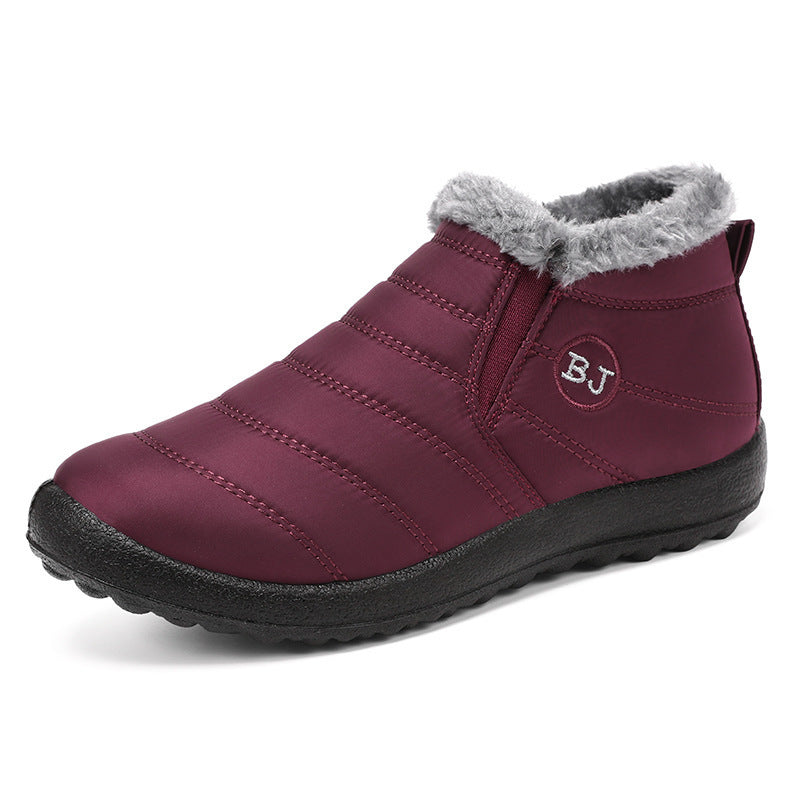 Stivali invernali da donna foderati in ecopelliccia color bordeaux