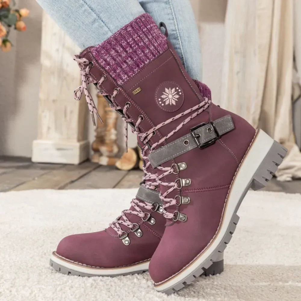 Stivali invernali donna colore grigio chiaro con punta comfort spaziosa