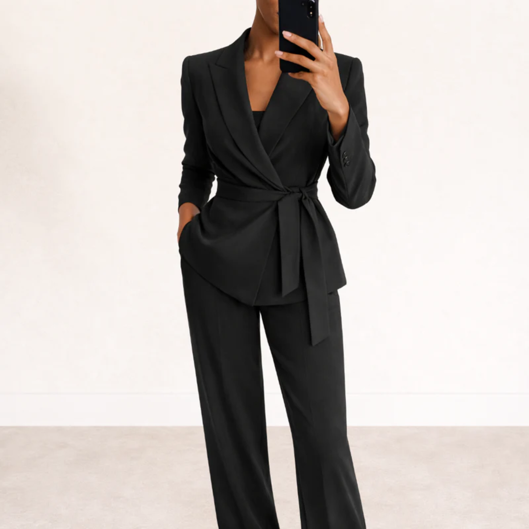 Tailleur donna taglie S-5XL blazer e pantalone wide leg versatile