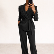 Tailleur donna taglie S-5XL blazer e pantalone wide leg versatile