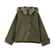 Dettaglio tessuto idrorepellente trench coat donna Mirela kaki