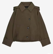 Dettaglio chiusura bottoni trench coat donna Mirela beige