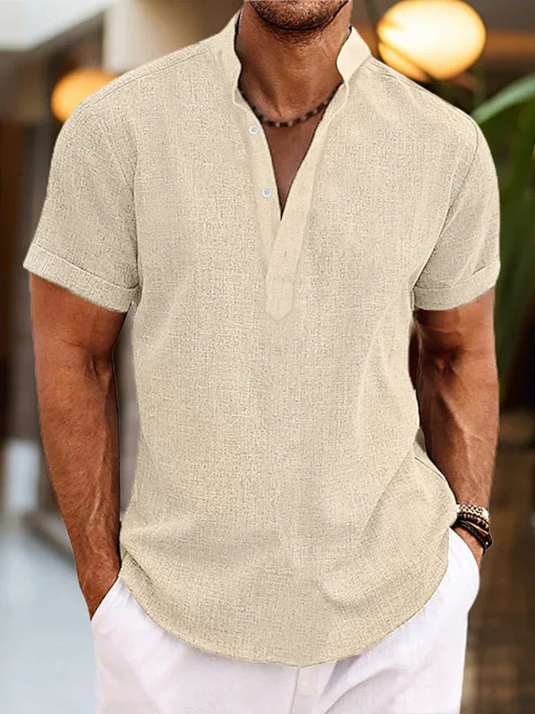 Solvane Camicia Henley Uomo in Lino | Leggera e Traspirante per l'Estate