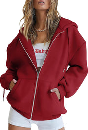 Felpa donna Virelle beige oversize, ideale per l'autunno e l'inverno