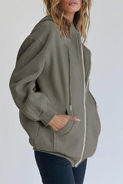 Felpa donna Virelle rosa oversize con maniche lunghe e spalle scese