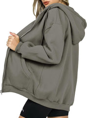 Vista posteriore della felpa oversize Virelle nera con cappuccio