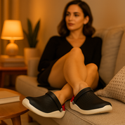 Zoccoli ortopedici da donna indossati stile casual quotidiano